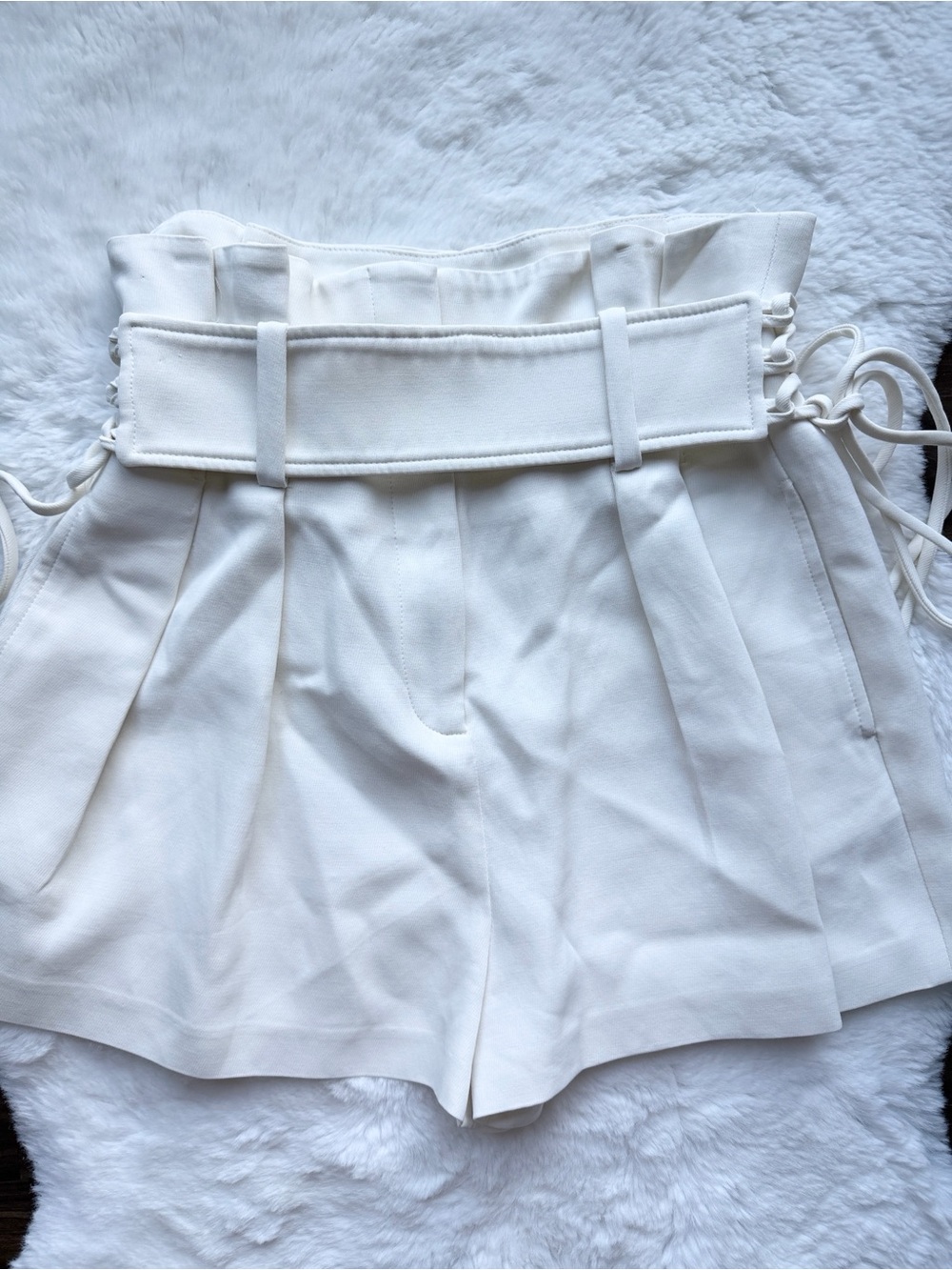 IRO Lalora High-Waist Paperbag Belted Shorts White size 4